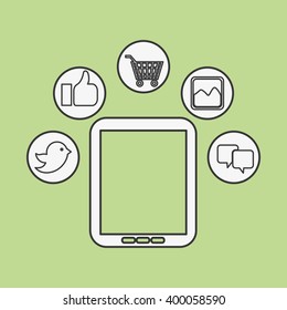 Social media and tablet design, vector illustration