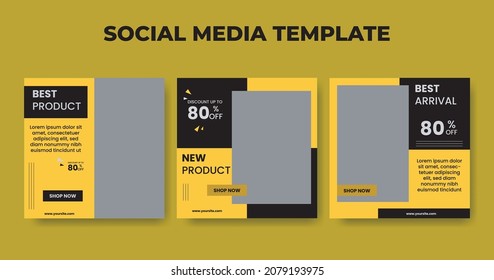 social media tamlate with a majestic yellow color all works created to provide a solution for products that many people want to develop in other words develop a business to be able to compete digitall