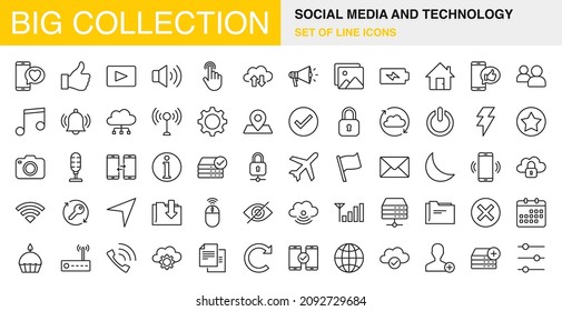 Social Media And Technology Big Collection Icon Set