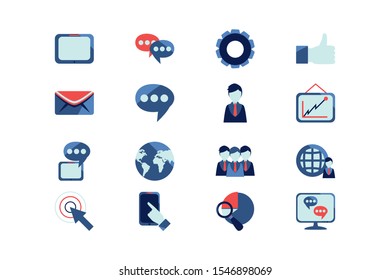social media and technology icon set pack, High Quality variety symbols Vector illustration