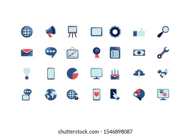 social media and technology icon set pack, High Quality variety symbols Vector illustration