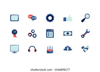 social media and technology icon set pack, High Quality variety symbols Vector illustration