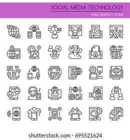 Social Media Technology , Thin Line and Pixel Perfect Icons
