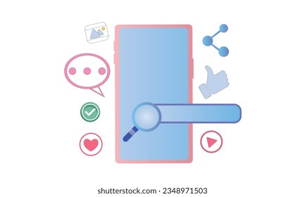 Soziale Medien und Technologie.auf weißem Hintergrund.Vektordesign-Illustration.
