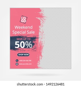 Social media template, abstract social media design vector for ads, ads design for fashion sale