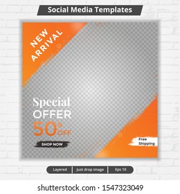 Social media template, abstract social media design vector for ad, web banner ad