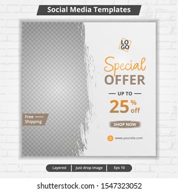 Social media template, abstract social media design vector for ad, web banner ad