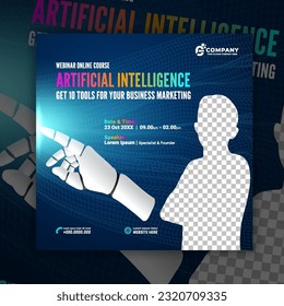 Social media template artificial intelligence (AI). Webinar, online course, seminar flyer