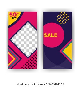 social media template with banner abstract flat colorful geometric concept