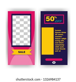social media template with banner abstract flat colorful geometric concept