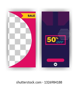 social media template with banner abstract flat colorful geometric concept