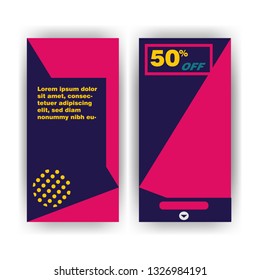 social media template with banner abstract flat colorful geometric concept