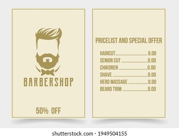social media template banner for barbershop and hairstylist. Banner with price tags for haircuts