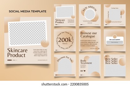 social media template banner beauty care cosmetic and spa sale promotion. fully editable square post frame puzzle organic sale poster