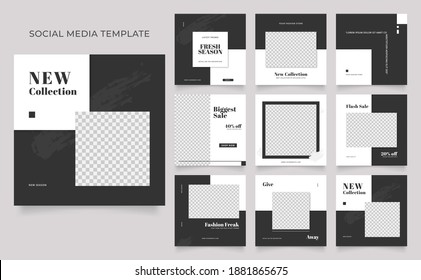 social media template banner blog fashion sale promotion. editable square post frame puzzle organic sale poster. red pink white vector background