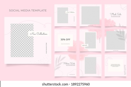 social media template banner blog fashion sale promotion. editable square post frame puzzle organic sale poster. brown vector watercolor background