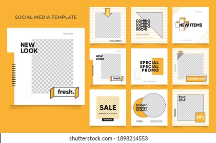 social media template banner blog fashion sale promotion. editable square post frame puzzle organic sale poster. fresh yellow element shape vector background