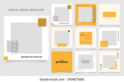 social media template banner blog fashion sale promotion. editable square post frame puzzle organic sale poster. fresh yellow element shape vector background