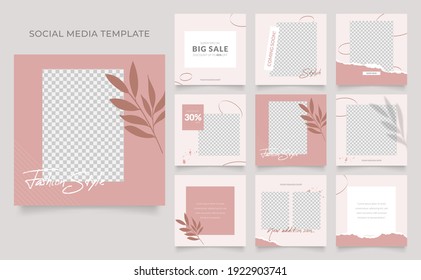 social media template banner blog fashion sale promotion. editable square post frame puzzle organic sale poster. grey white brown floral vector background