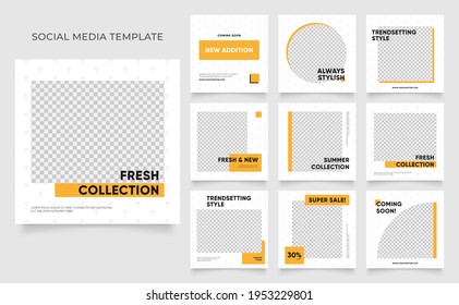social media template banner blog fashion sale promotion. editable square post frame puzzle organic sale poster. fresh yellow element shape vector background