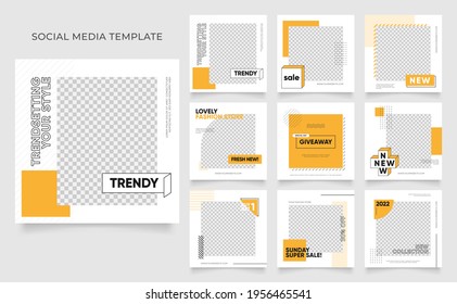 social media template banner blog fashion sale promotion. editable square post frame puzzle organic sale poster. fresh yellow element shape vector background