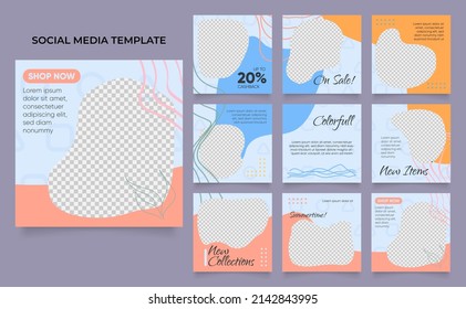 promoción de venta de moda en blog de plantillas de medios sociales. afiche de venta orgánica del puzzle cuadrado post del rompecabezas completamente editable.