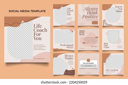 Social Media Template Banner Blog Personal Coach Promotion. Fully Editable Post Sale Poster. Trainer Course Vector Background