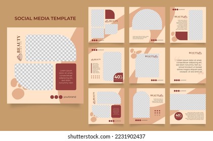 social media template banner blog beauty and fashion sale promotion. fully editable square post frame puzzle organic sale poster.