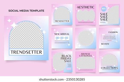 social media template banner blog fashion sale promotion. fully editable square post frame puzzle organic sale poster. fresh yellow element shape vector background