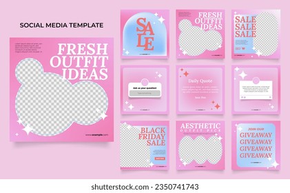social media template banner blog fashion sale promotion. fully editable square post frame puzzle organic sale poster. fresh yellow element shape vector background
