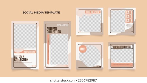 social media template banner blog fashion sale promotion. fully editable square post frame puzzle organic sale poster. fresh pink element shape vector background