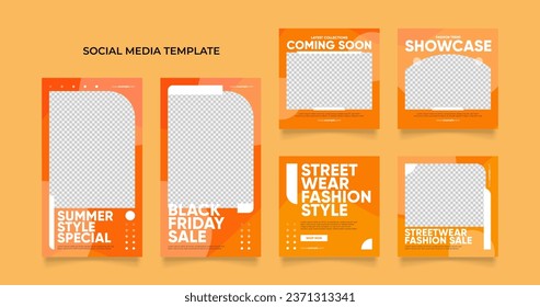 social media template banner blog fashion sale promotion. fully editable square post frame puzzle organic sale poster. yellow orange vector background