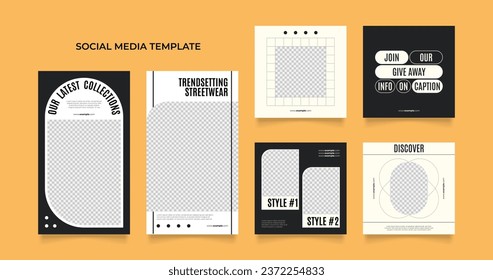 social media template banner blog fashion sale promotion. fully editable square post frame puzzle organic sale poster. yellow black vector background