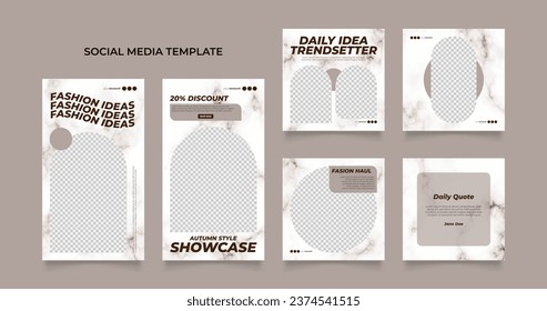 social media template banner blog fashion sale promotion. fully editable square post frame puzzle organic sale poster. brown beige vector background