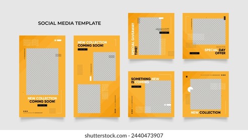 plantilla de medios sociales banner blog promoción de venta de moda. marco de poste cuadrado totalmente editable puzzle venta orgánica póster. elemento amarillo fresco forma vector fondo