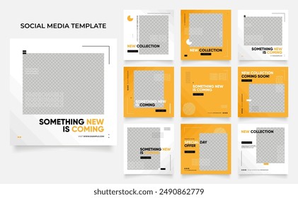 promoción de venta de blog de Anuncio de Plantilla de medios sociales. póster de venta orgánica de marco de poste cuadrado totalmente editable. fondo de Vector de forma de elemento amarillo fresco