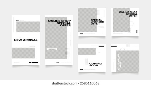 social media template banner blog fashion sale promotion. fully editable square post frame puzzle organic sale poster. fresh black white element shape vector background