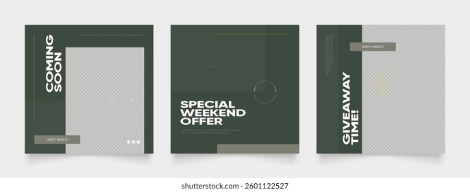 social media template banner blog fashion sale promotion. fully editable square post frame puzzle organic sale poster. fresh brown element shape vector background