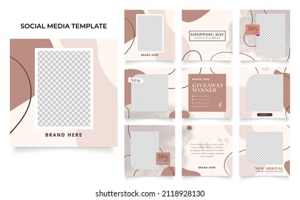 social media template banner fashion sale promotion. fully editable square post frame puzzle trendy sale poster. brown color vector background