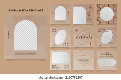 social media template banner fashion sale promotion. fully editable square post frame puzzle organic sale poster