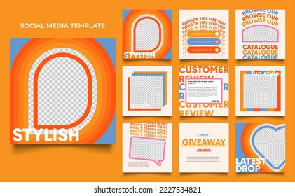 social media template banner fashion sale promotion in colorful color. fully editable square post frame puzzle organic sale poster.