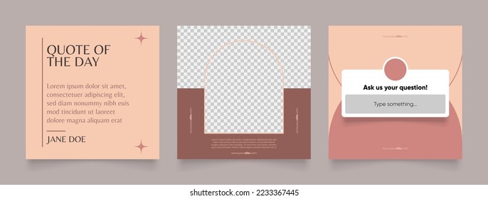 social media template banner fashion sale promotion in brown red color. fully editable square post frame puzzle organic sale poster.