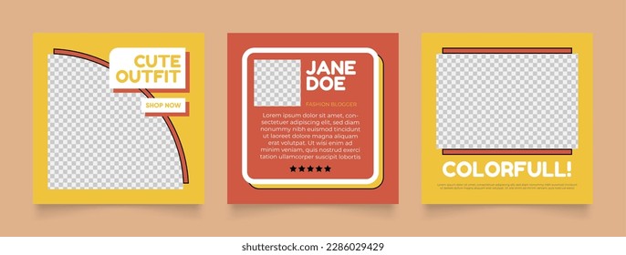 social media template banner fashion sale promotion in retro colorful color. fully editable square post frame puzzle organic sale poster