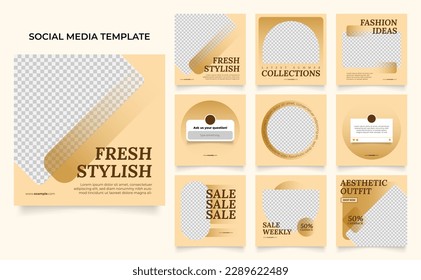 social media template banner fashion sale promotion in brown color. fully editable square post frame