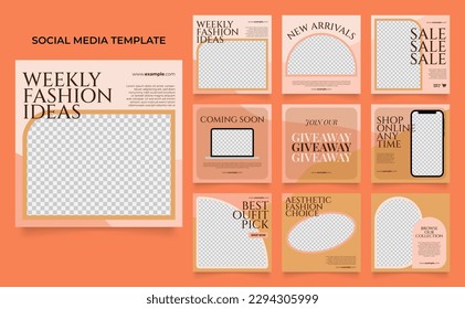 social media template banner fashion sale promotion. fully editable square post frame puzzle organic sale poster. vector background.