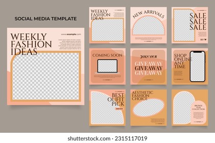 social media template banner fashion sale promotion. fully editable square post frame puzzle trendy sale poster. colorful vector background