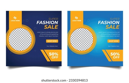 social media template banner fashion sale promotion. fashion sale social media post design template