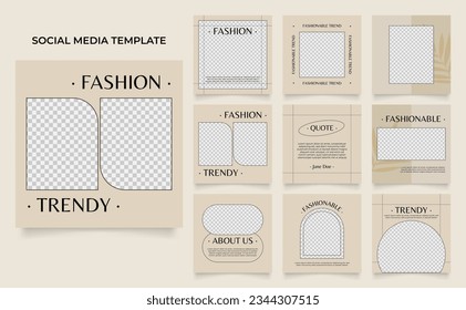 social media template banner fashion sale promotion. fully editable square post frame puzzle organic sale poster.	