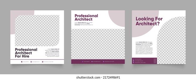 social media template banner house architecture service promotion. fully editable square post frame puzzle organic sale poster