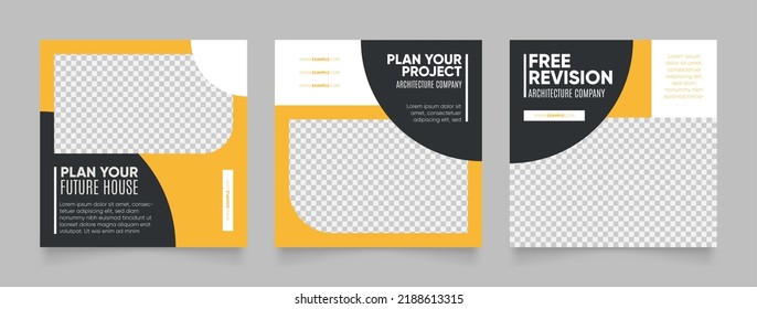 social media template banner for house architecture service. advertising flyer template. square ads poster